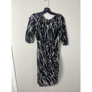 Whistles Black White Patterned Silk Blend Dress Size US 6